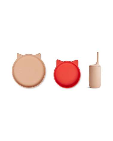 Vajilla de silicona  junior Cat apple red multi mix
